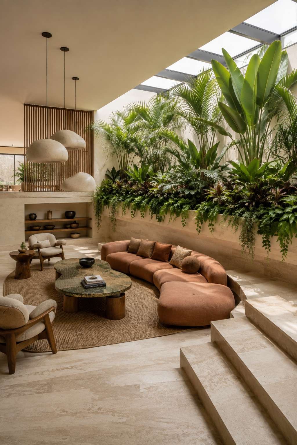 Living Planter Trough and Natural Stone: The Biophilic Sunken Lounge