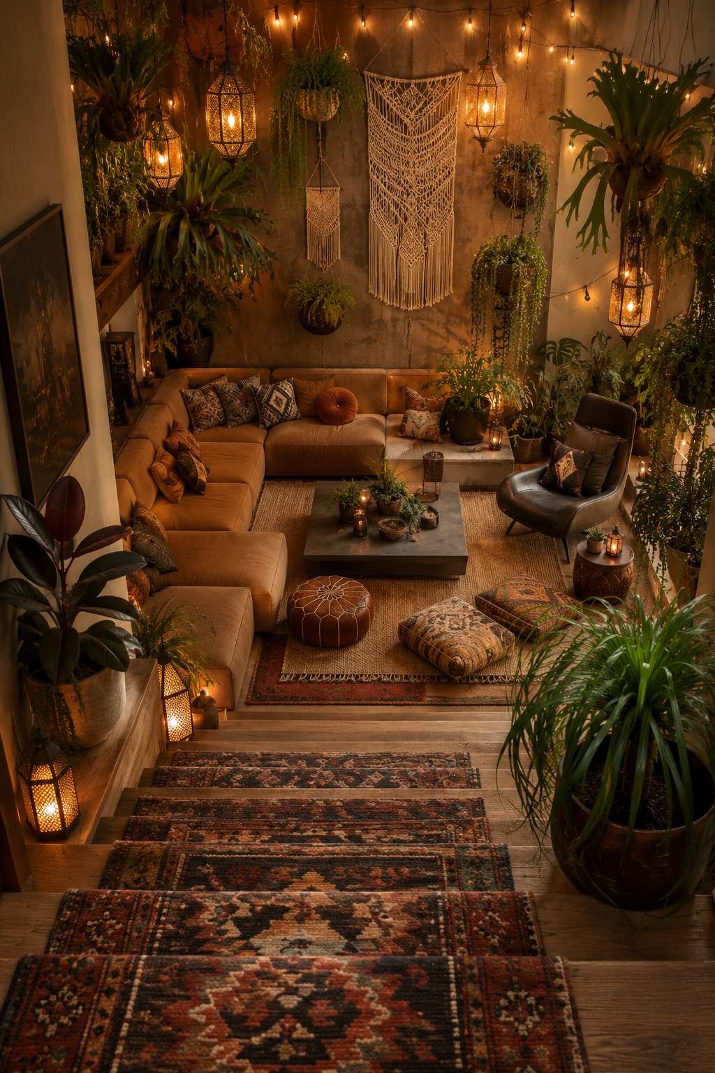 Kilim Runners and Floor Cushions: Bohemian Sunken Lounge