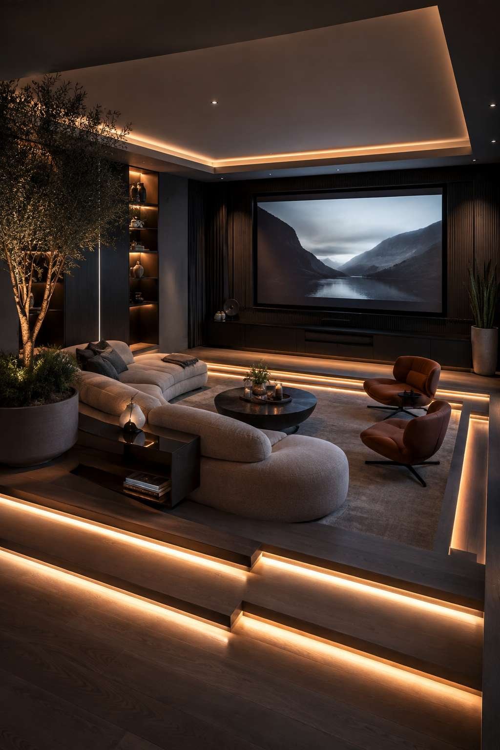 LED Step Lighting and Acoustic Panels: The Cinematic Home Theater Pit