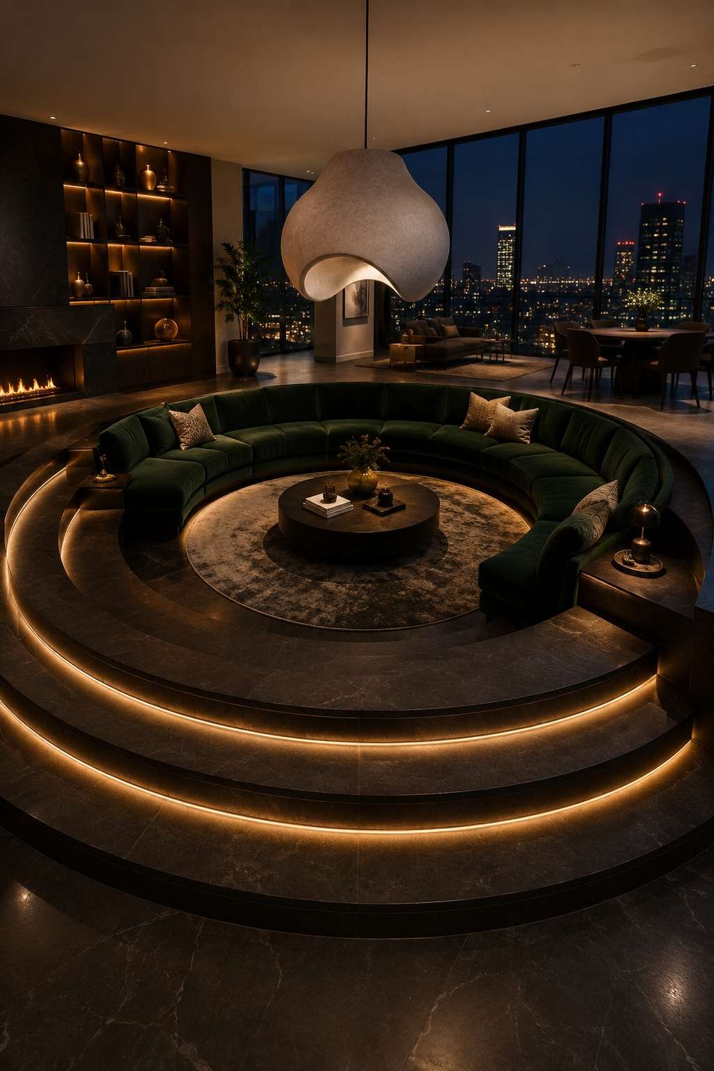Curved Granite Steps and a Circular Sunken Pit: Penthouse Drama