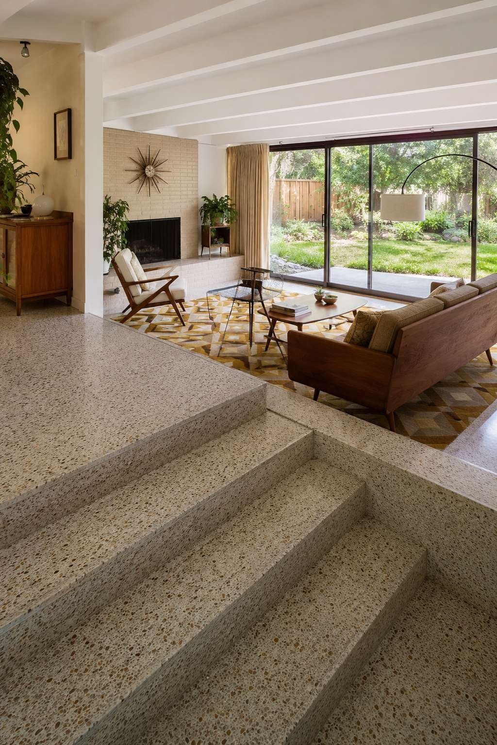 Terrazzo Steps and Walnut Furniture: Mid-Century Authenticity