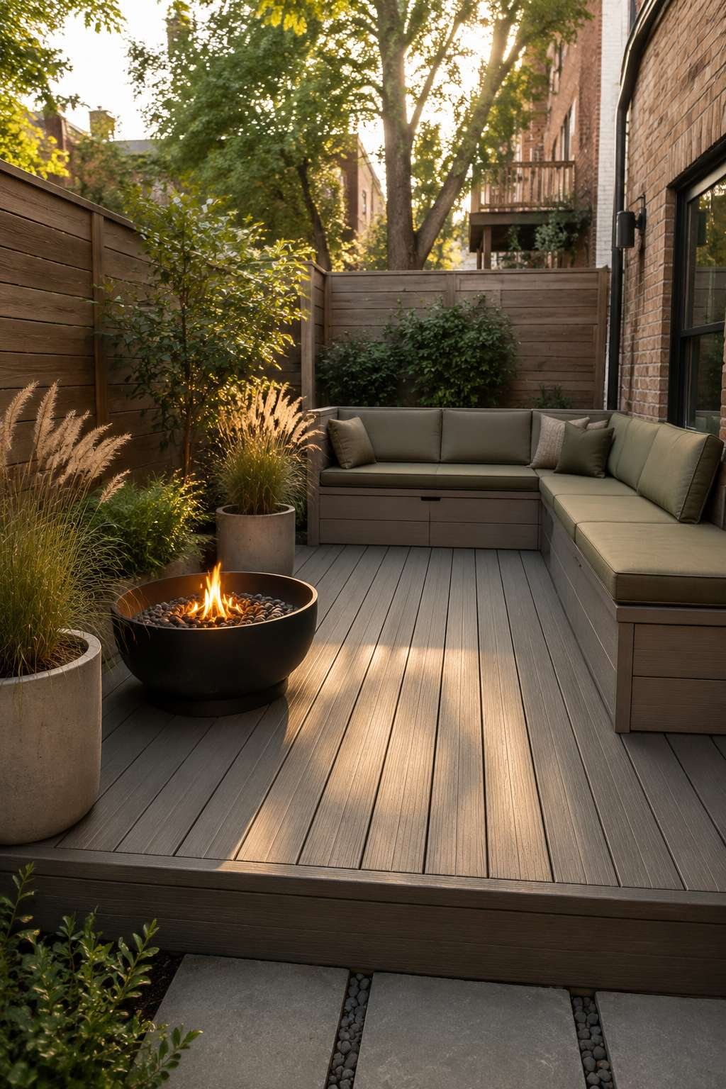 Multifunctional Deck with Built-In Storage Seating