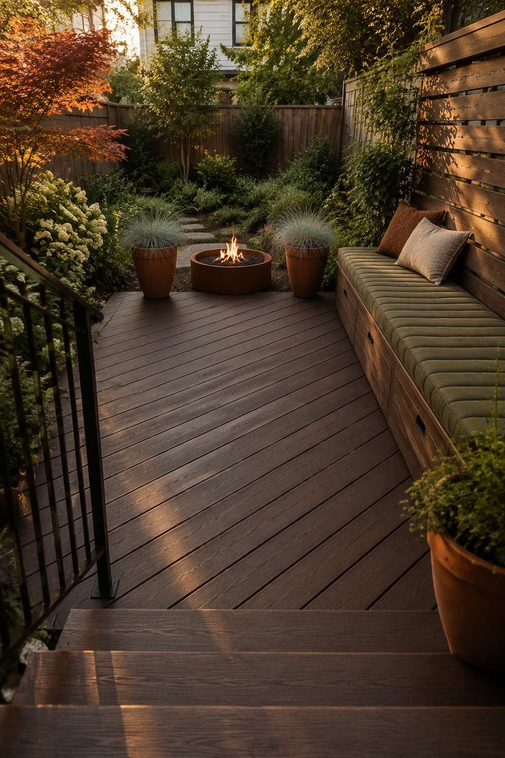 Multifunctional Deck with Built-In Storage Seating