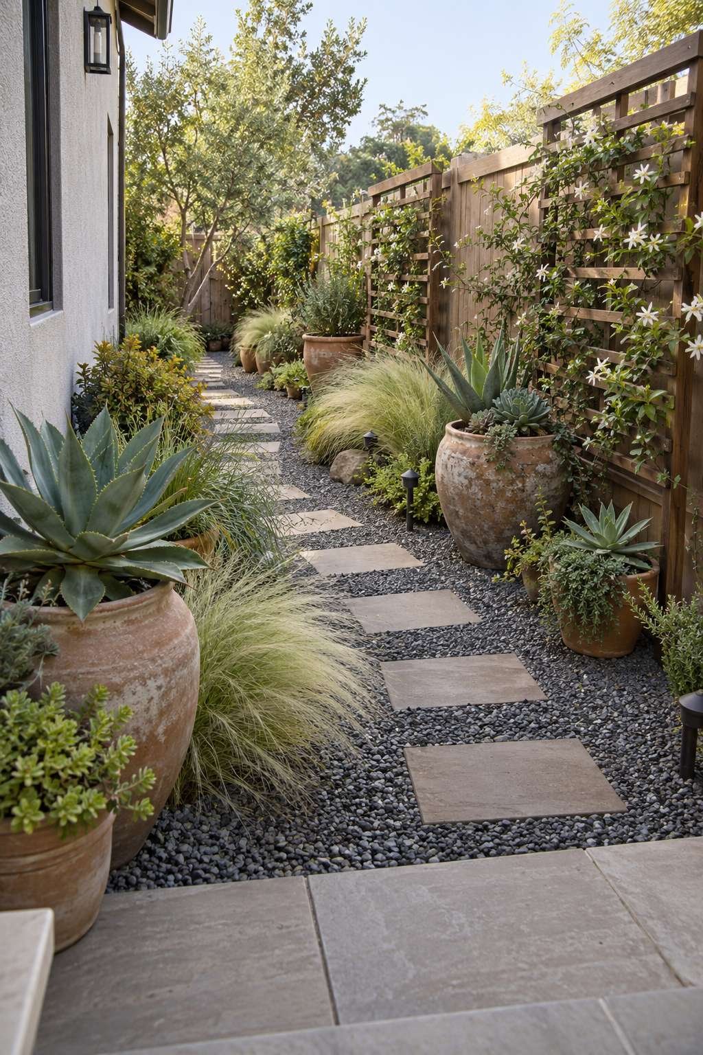 Narrow Side-Yard Succulent Path