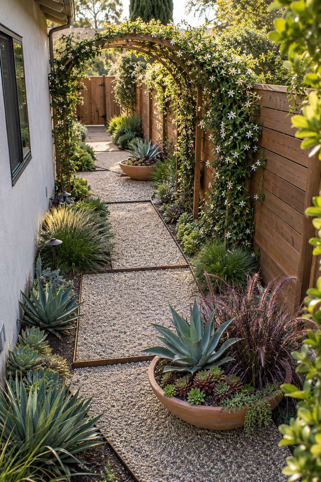 Narrow Side-Yard Succulent Path