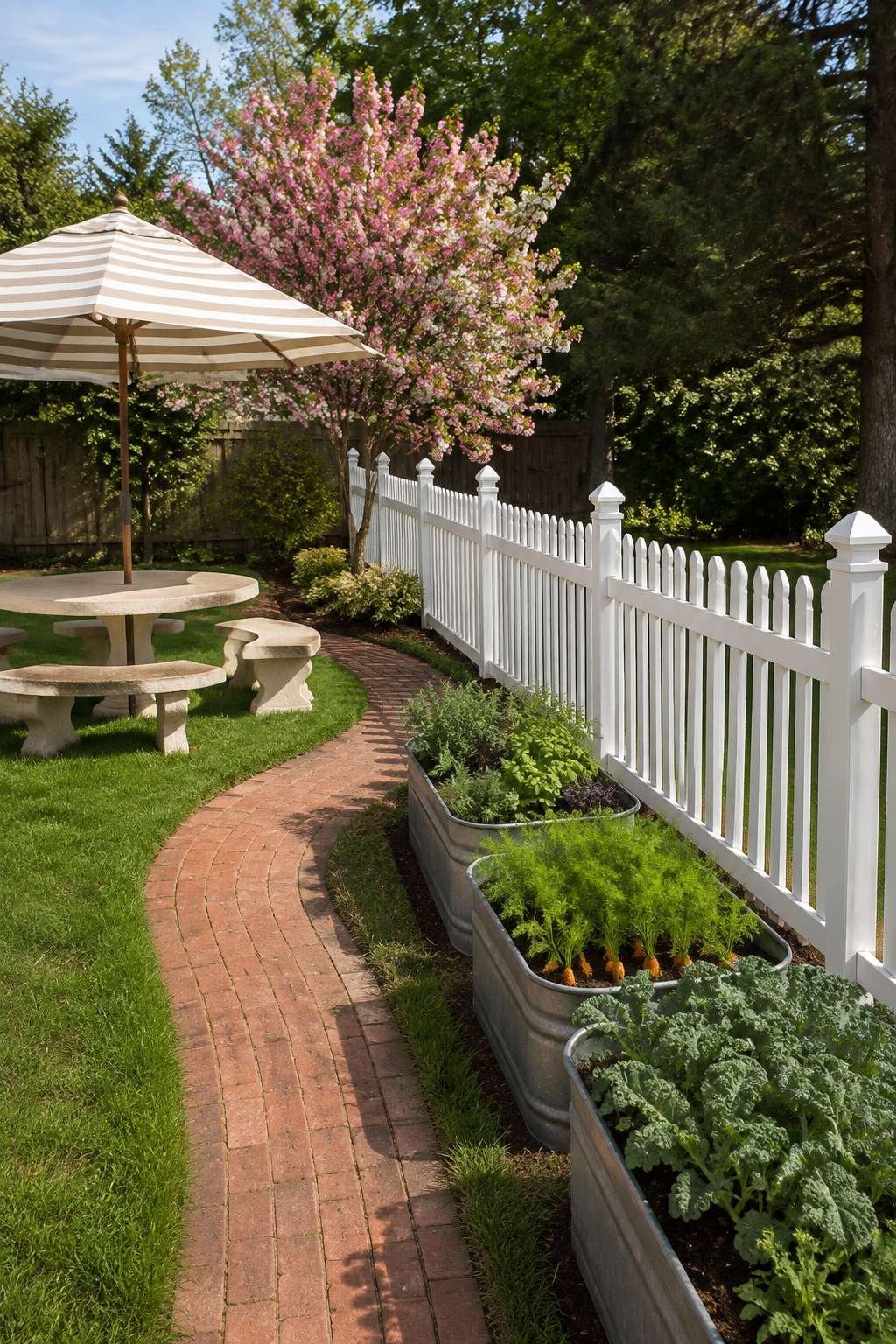 Classic White Vinyl Picket Fence