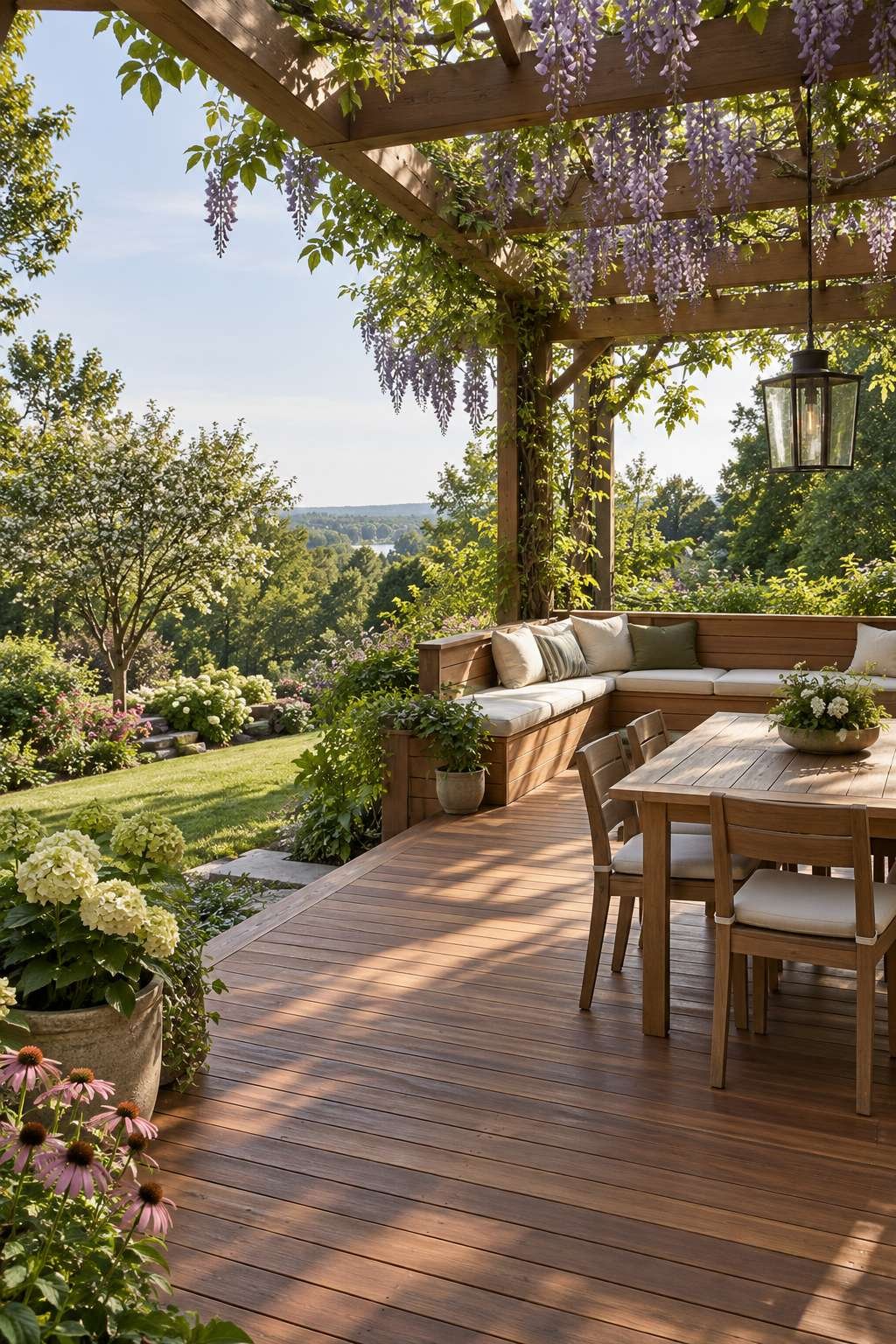 Raised Deck with Pergola and Wisteria