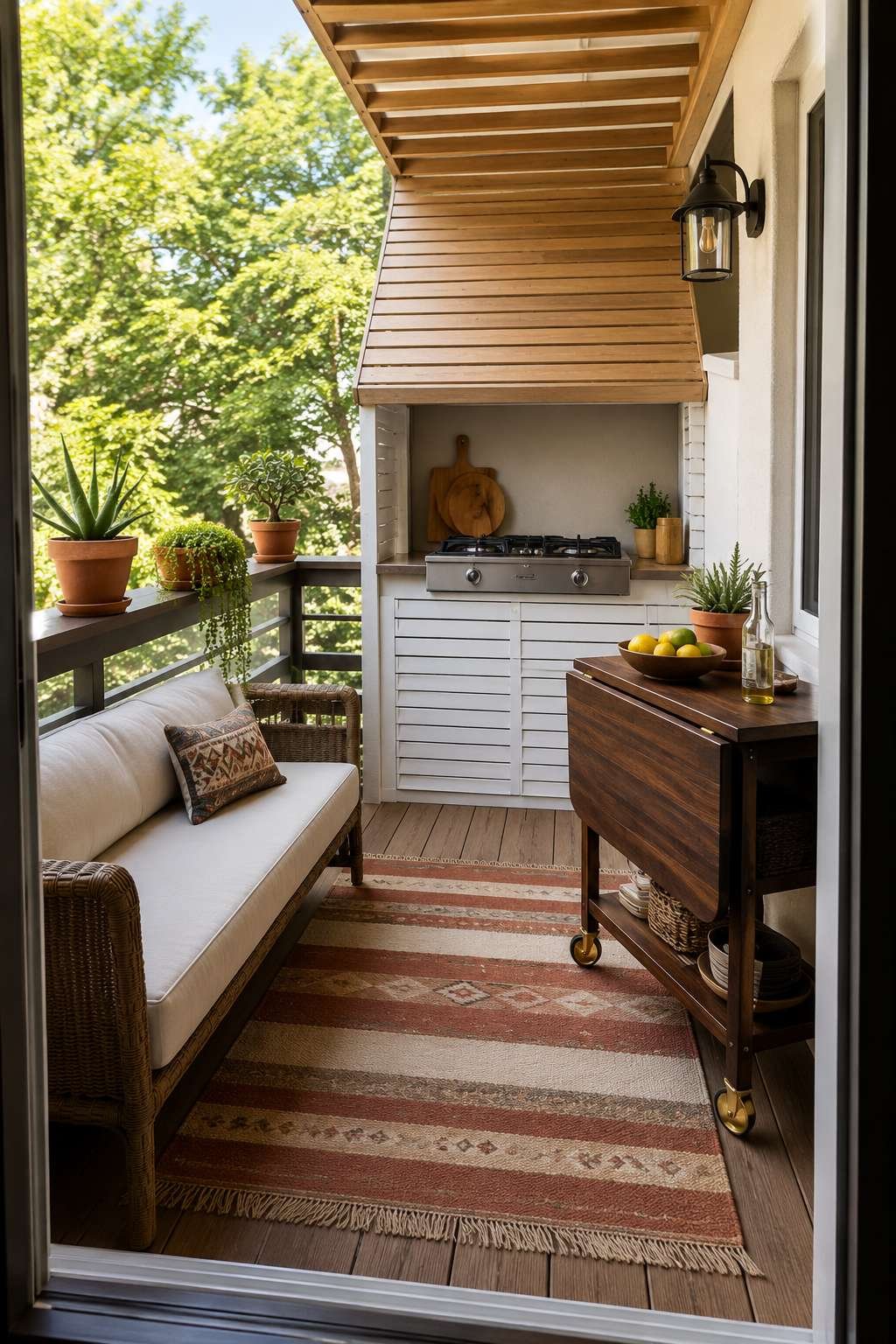 Modern Elegance: Sleek White Quartz and Cedar Pergola