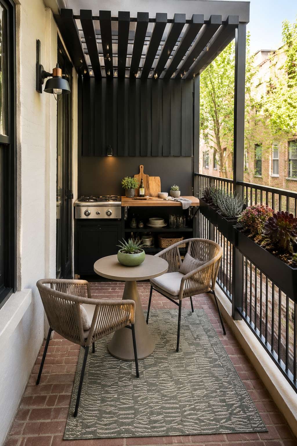 Modern Elegance: Sleek White Quartz and Cedar Pergola