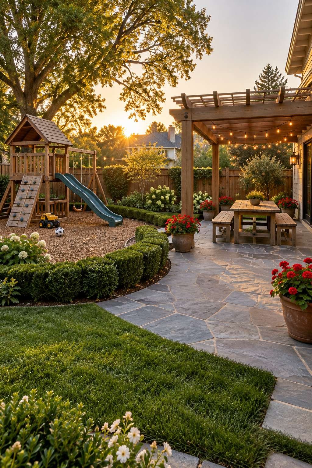 Family-Friendly Layout with Play Area and Patio