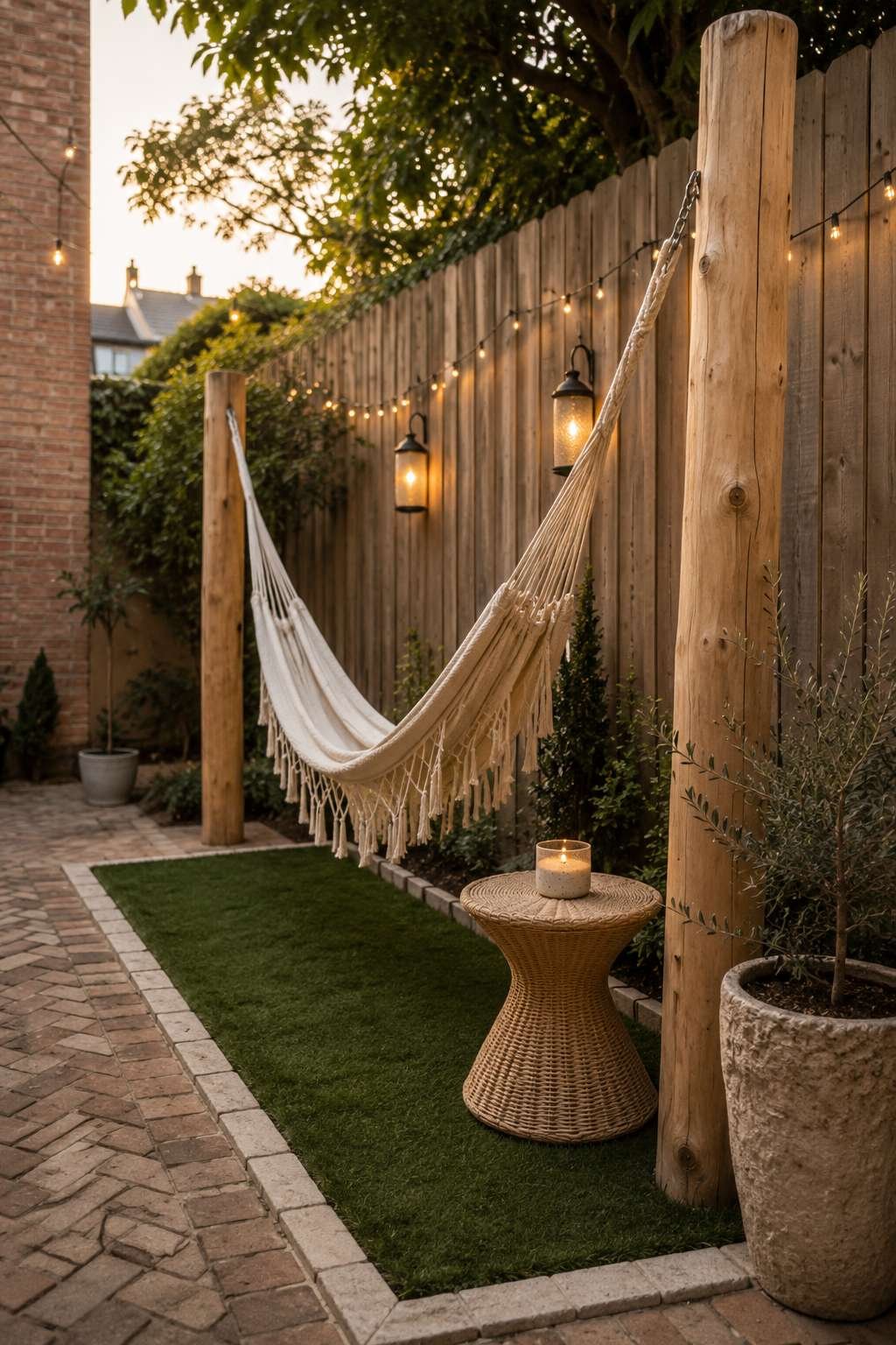 Relaxing Hammock Retreat with Ambient Lighting
