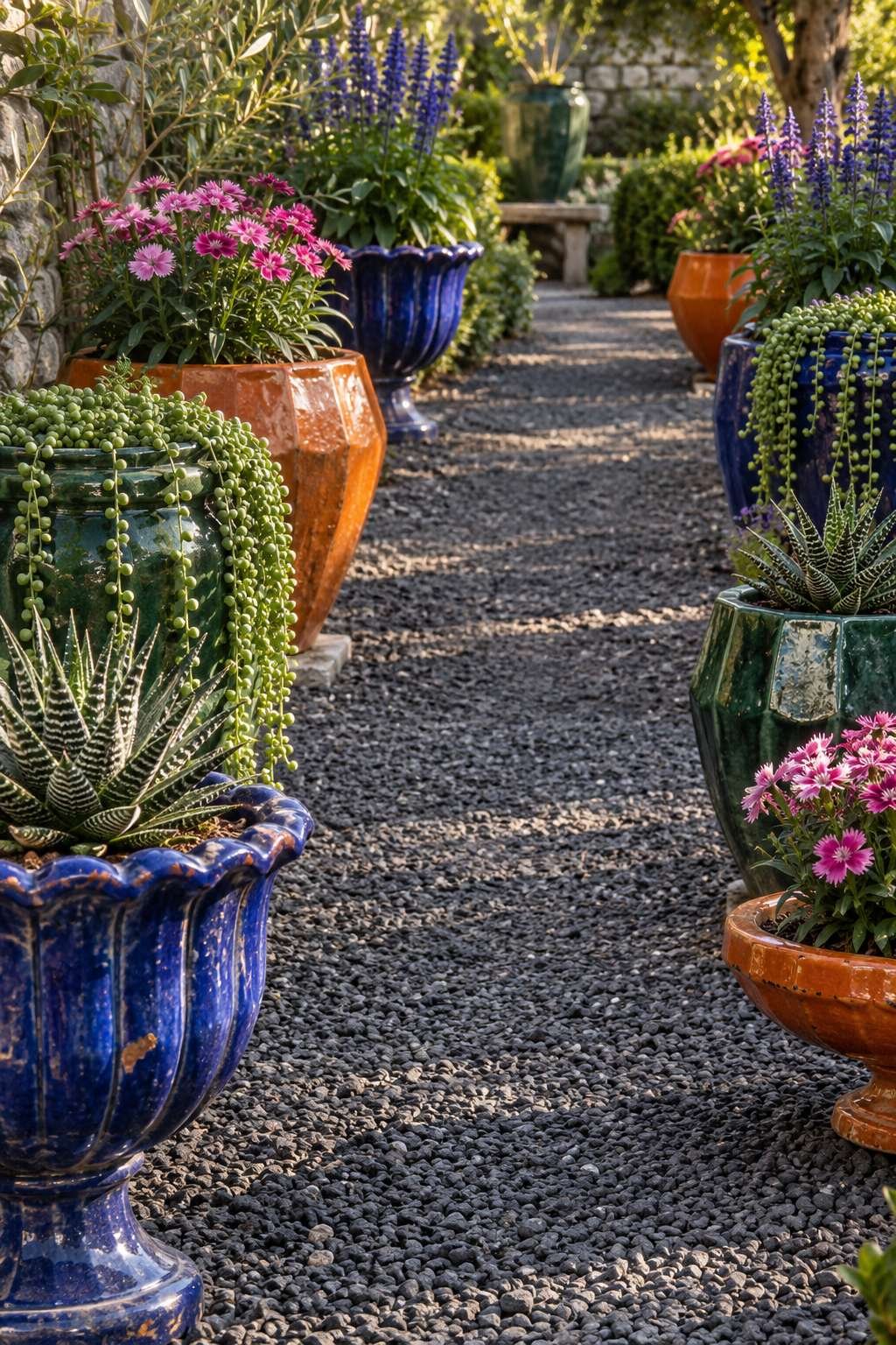Glazed Ceramic Planter Garden Path