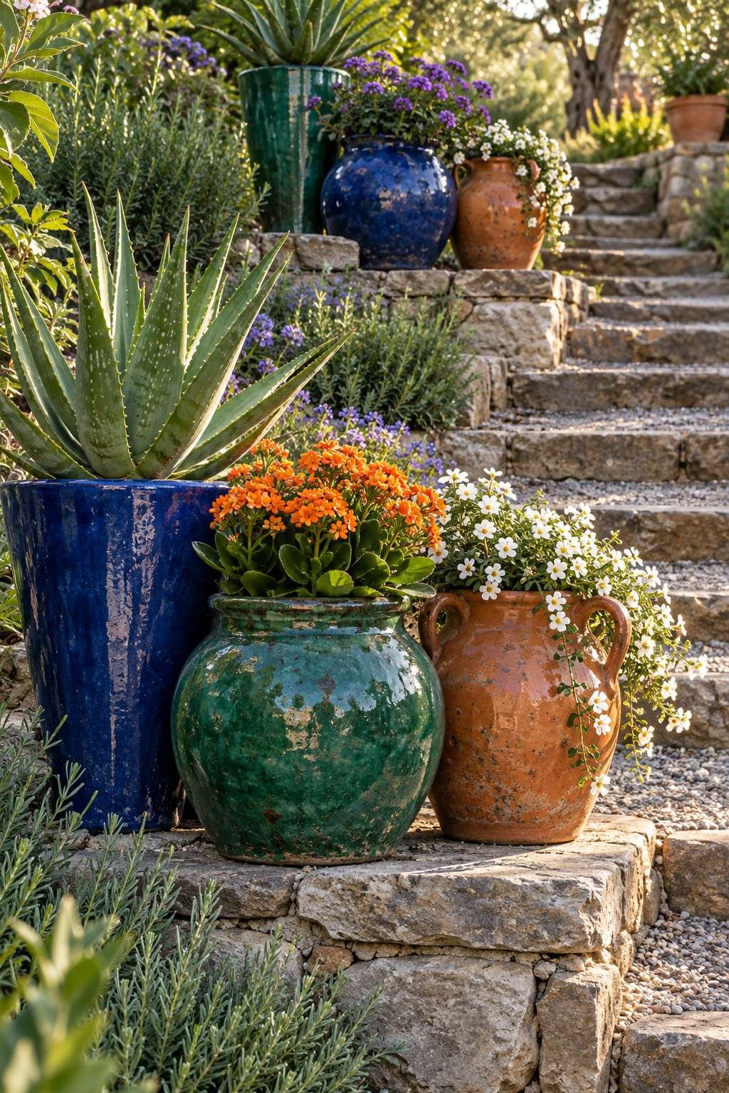 Glazed Ceramic Planter Garden Path