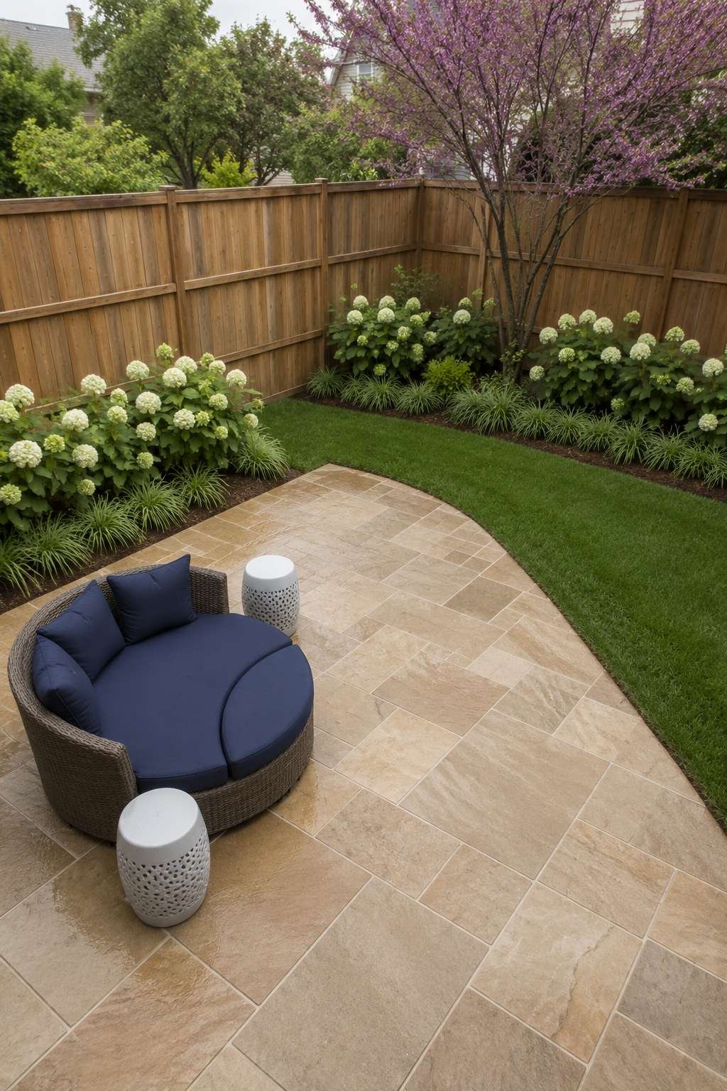 Board-on-Board Wood Fence with Natural Stain