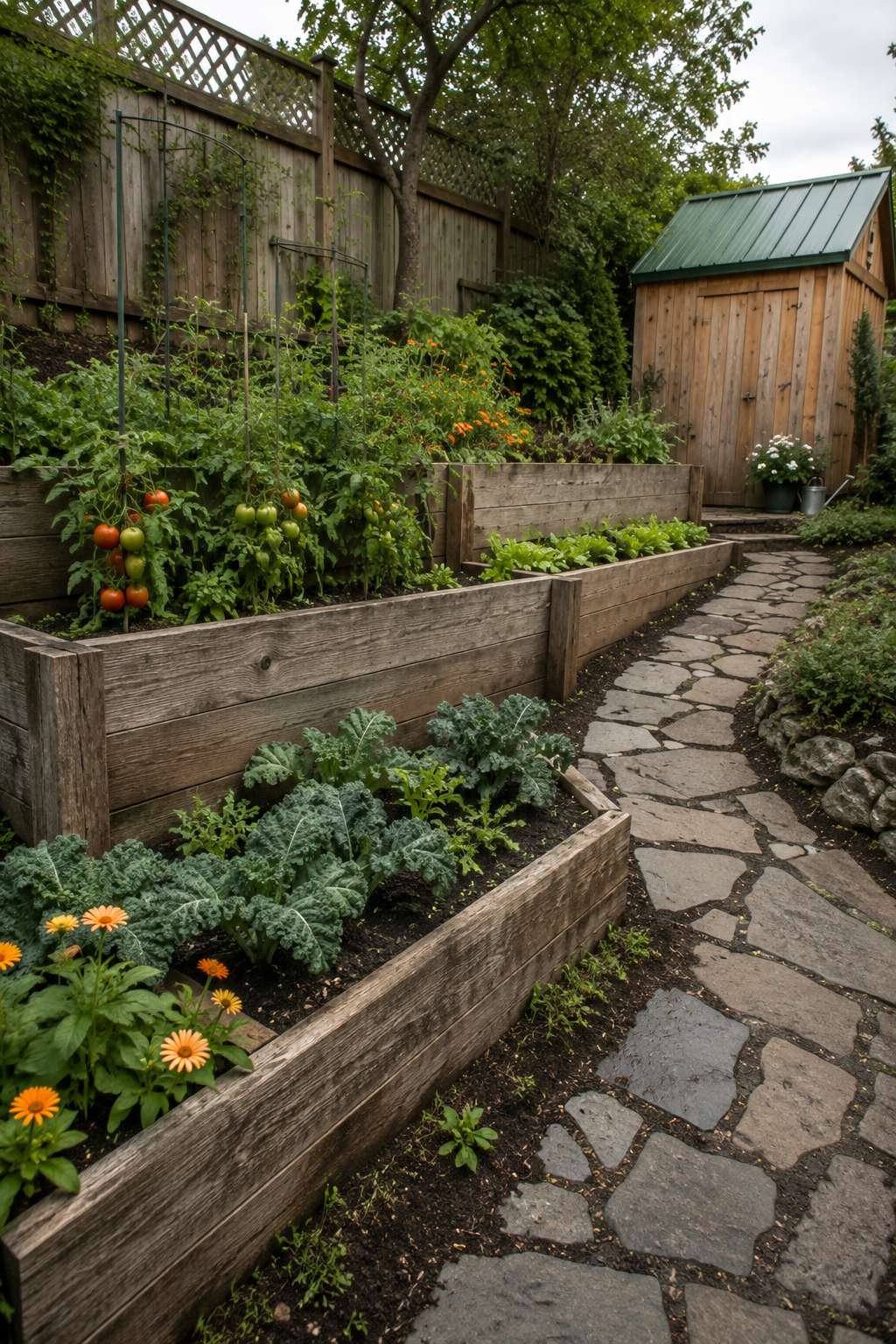 Tiered Garden Beds for Sloped Small Yards