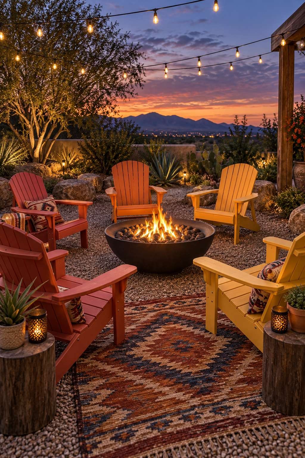 Sunset Gradient Fire Pit Lounge