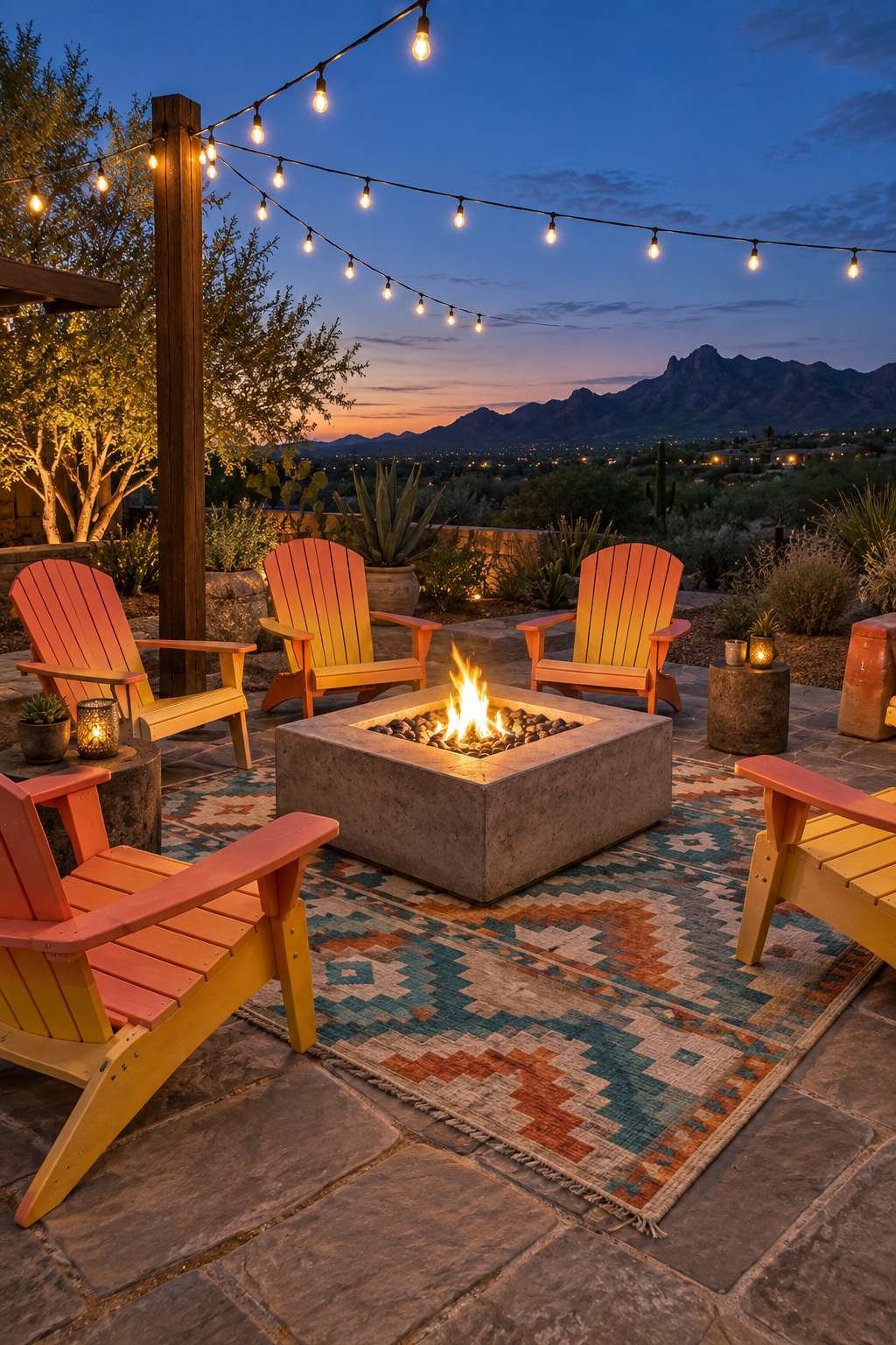 Sunset Gradient Fire Pit Lounge