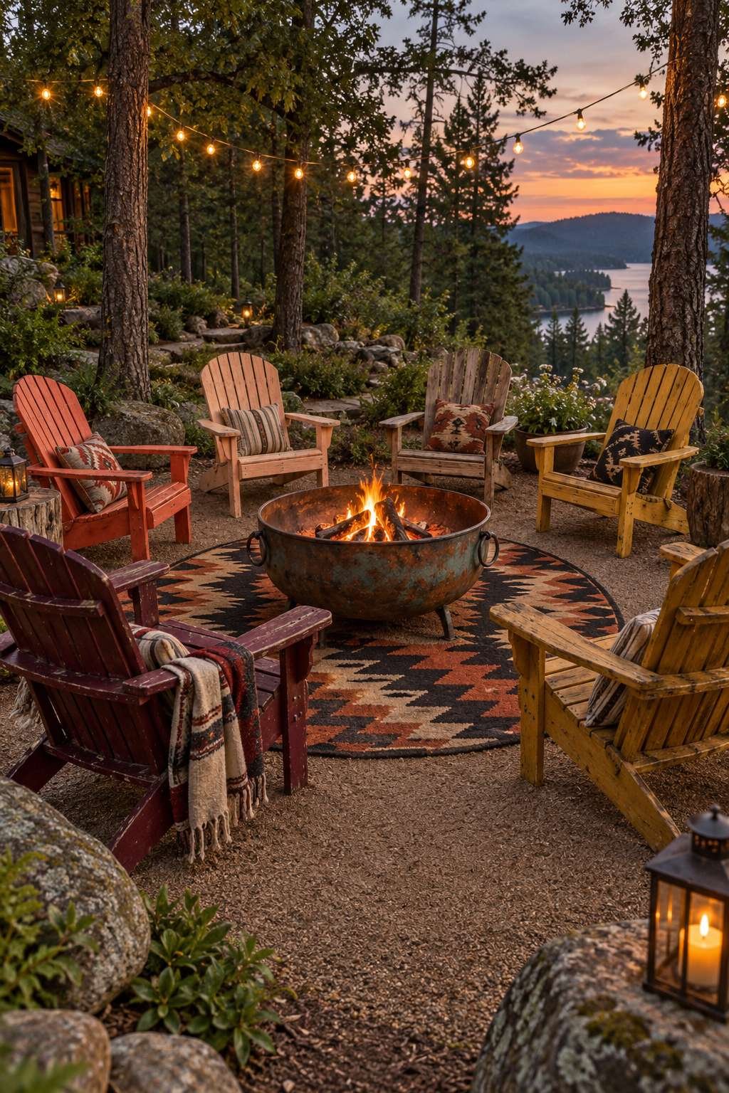 Sunset Gradient Fire Pit Lounge