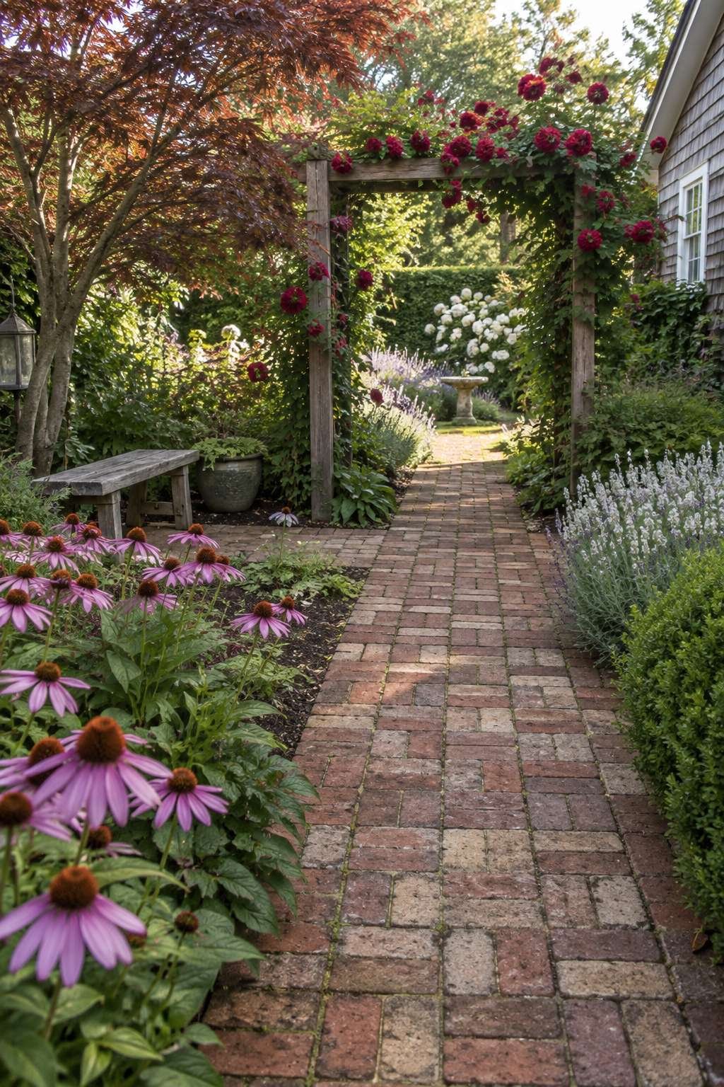 Cottage Garden Path with Reclaimed Brick