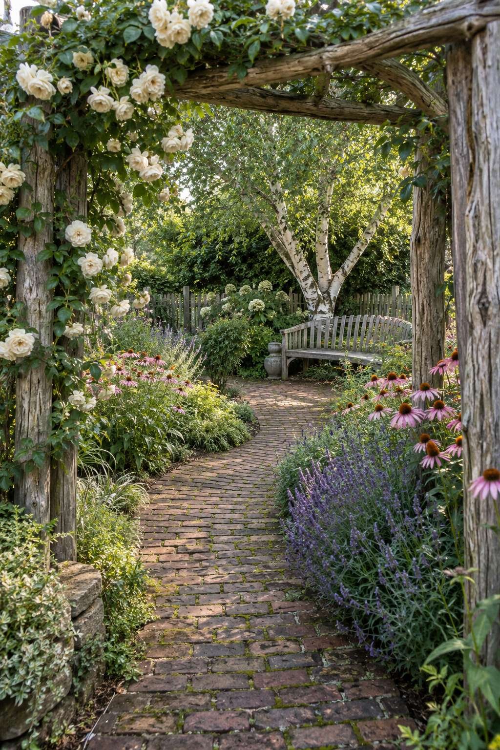Cottage Garden Path with Reclaimed Brick