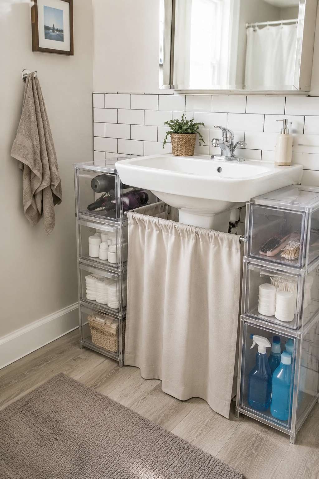 Under-Sink Storage with Stackable Clear Drawers