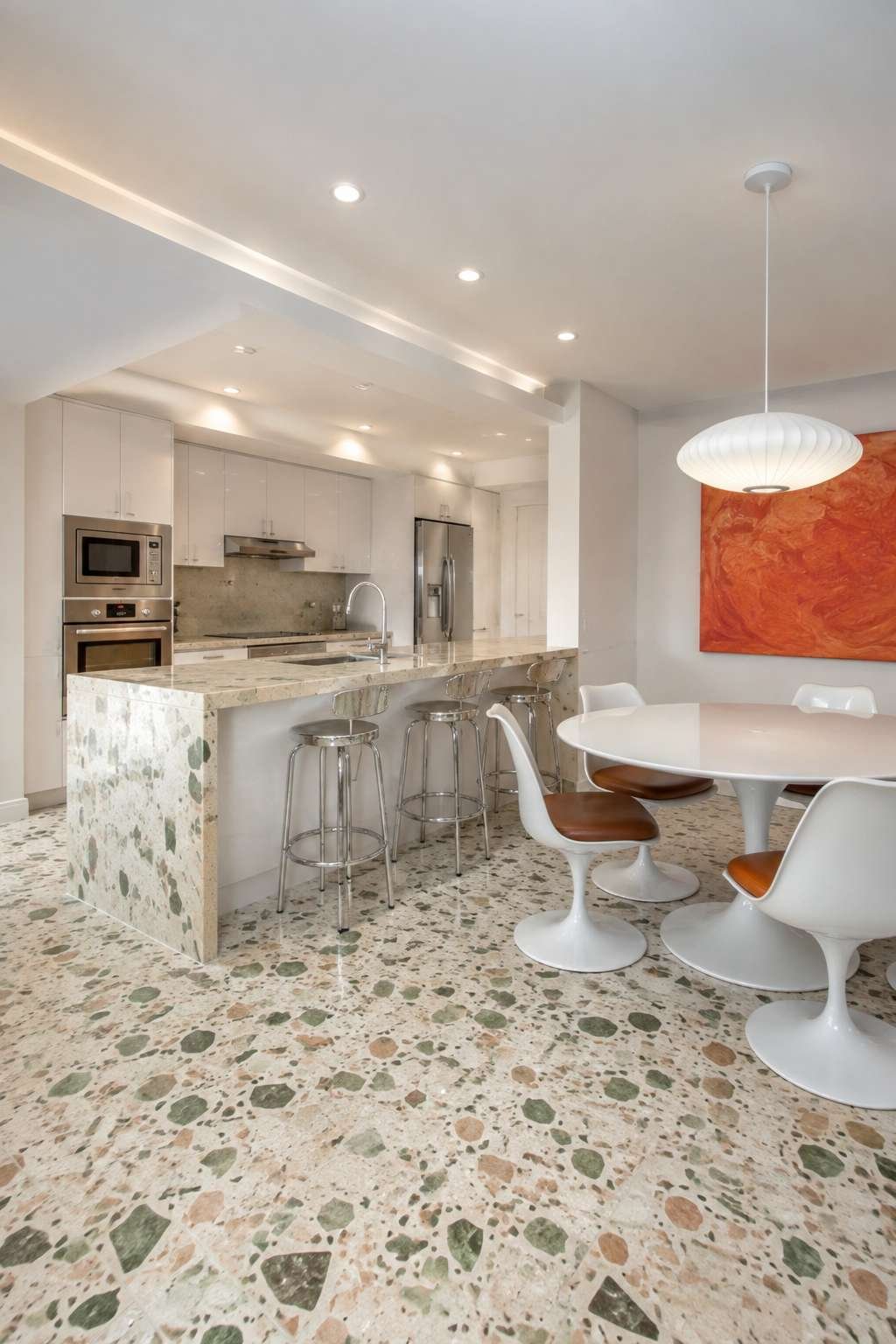 Terrazzo Open Kitchen With Playful Material Consistency