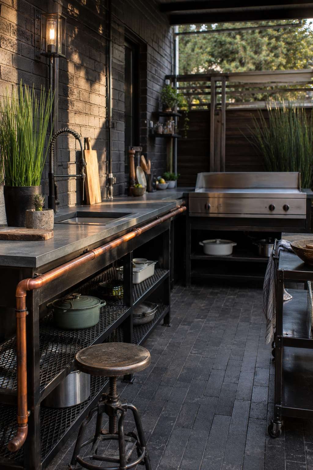 Cottage Garden Kitchen: Whitewashed Brick and Edison Warmth