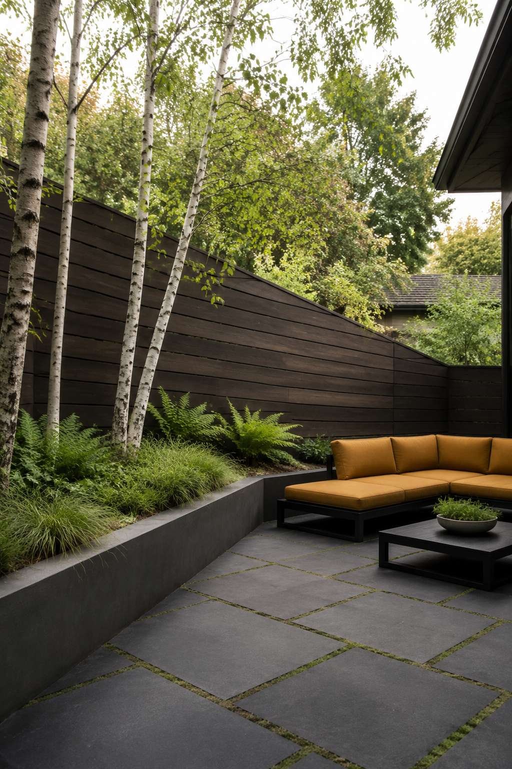 Sleek Horizontal Slat Fence in Thermally Modified Ash