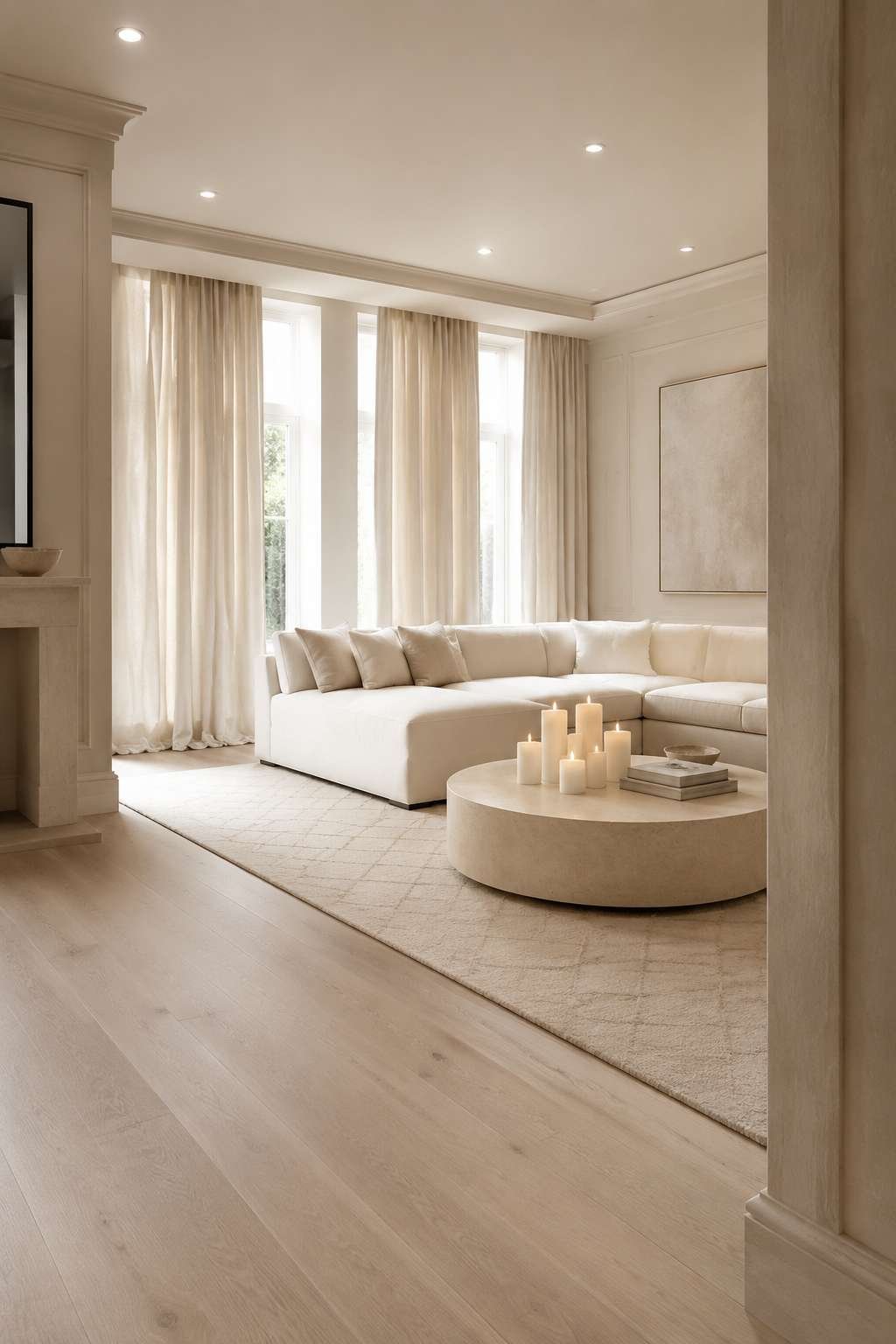 Luxury Redefined: Cashmere Sectionals and Travertine Styling