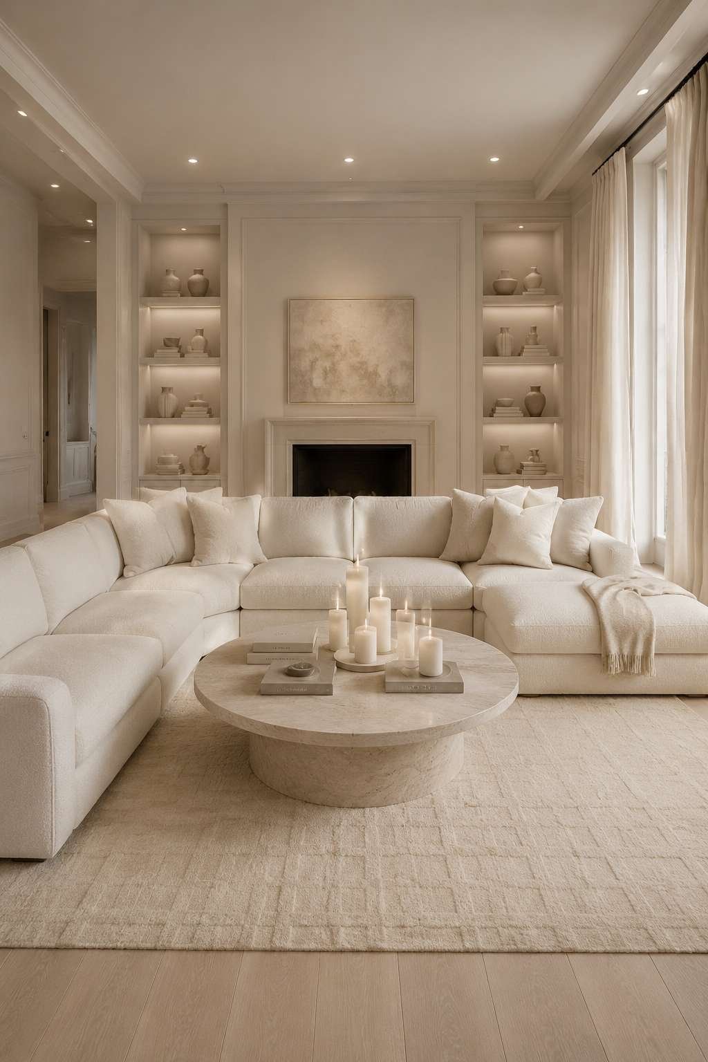 Luxury Redefined: Cashmere Sectionals and Travertine Styling