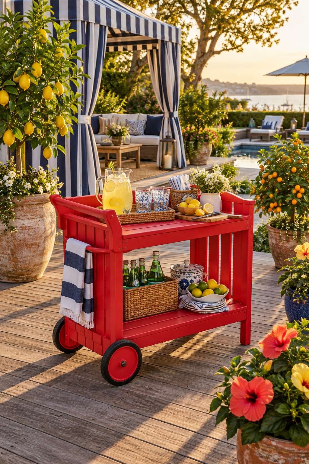 Tropical Bar Cart and Citrus Grove Corner