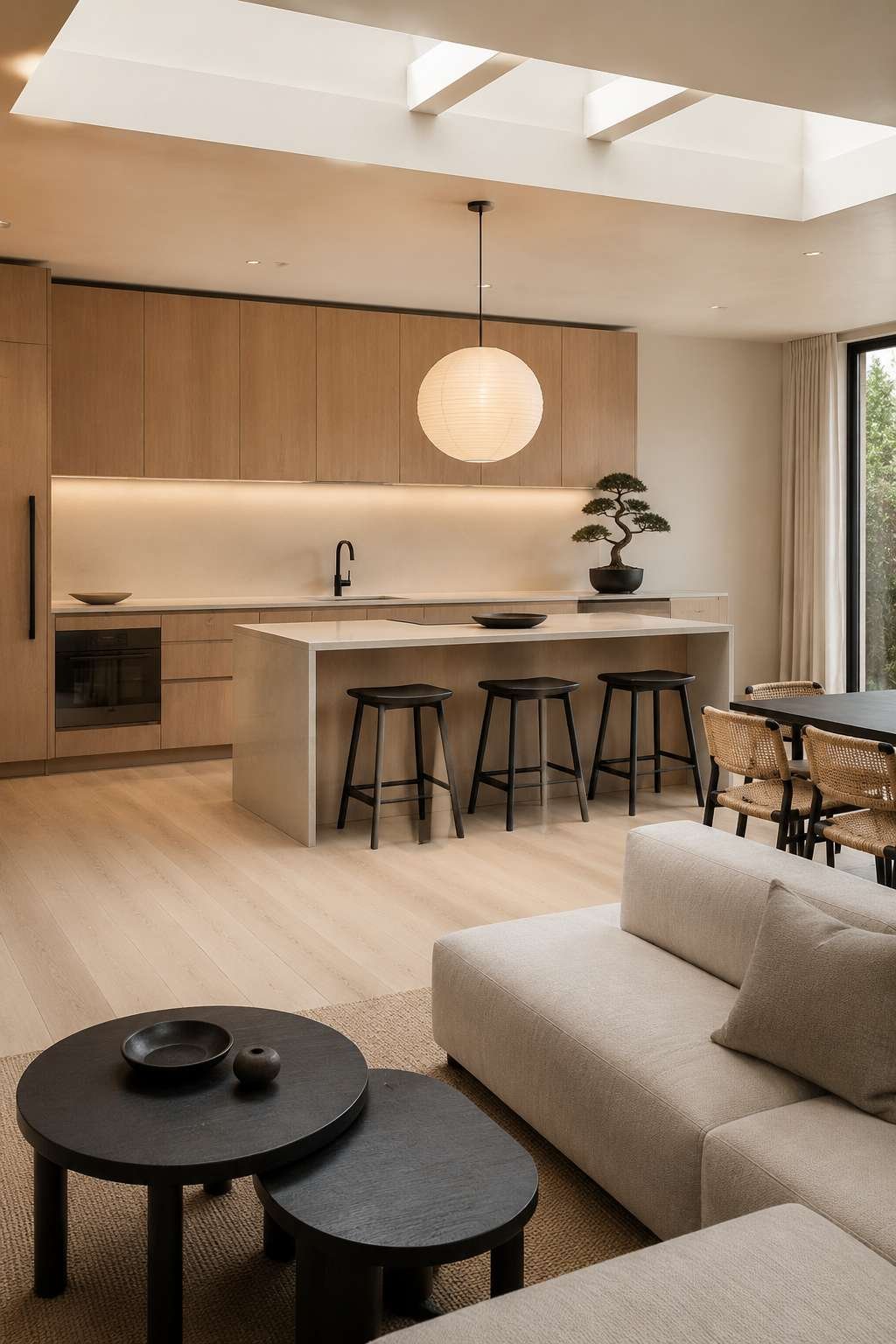 Japandi Open Kitchen With Intentional Negative Space