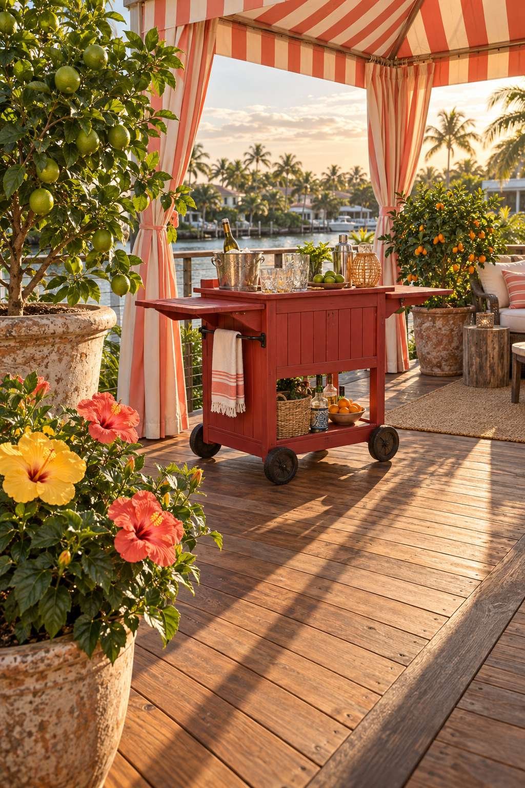 Tropical Bar Cart and Citrus Grove Corner