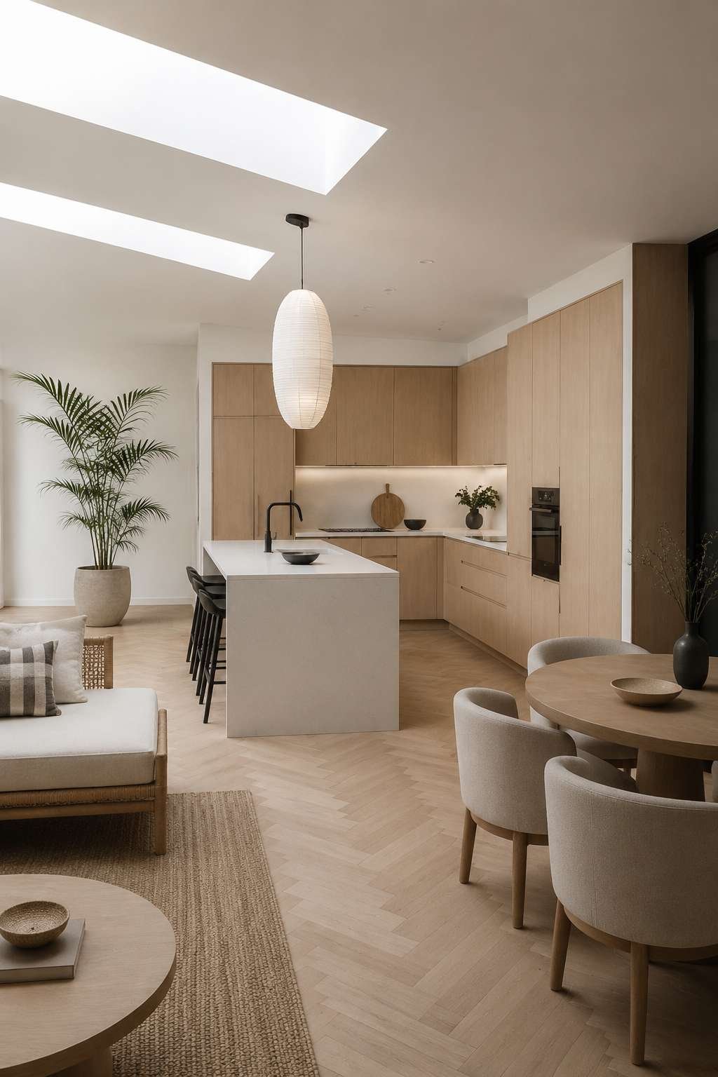 Japandi Open Kitchen With Intentional Negative Space