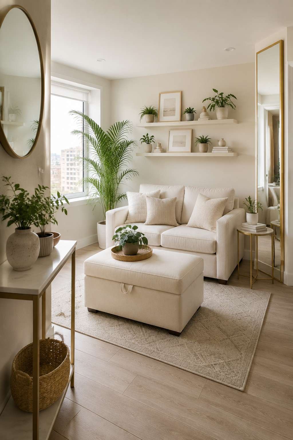 Smart Small-Space Solutions: Cream Apartment Living