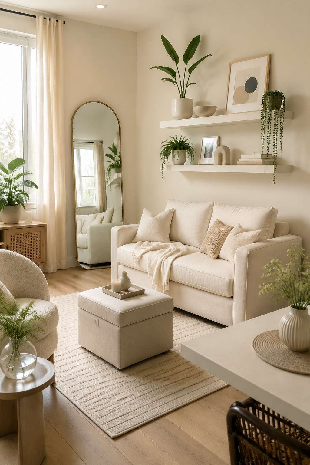 Smart Small-Space Solutions: Cream Apartment Living