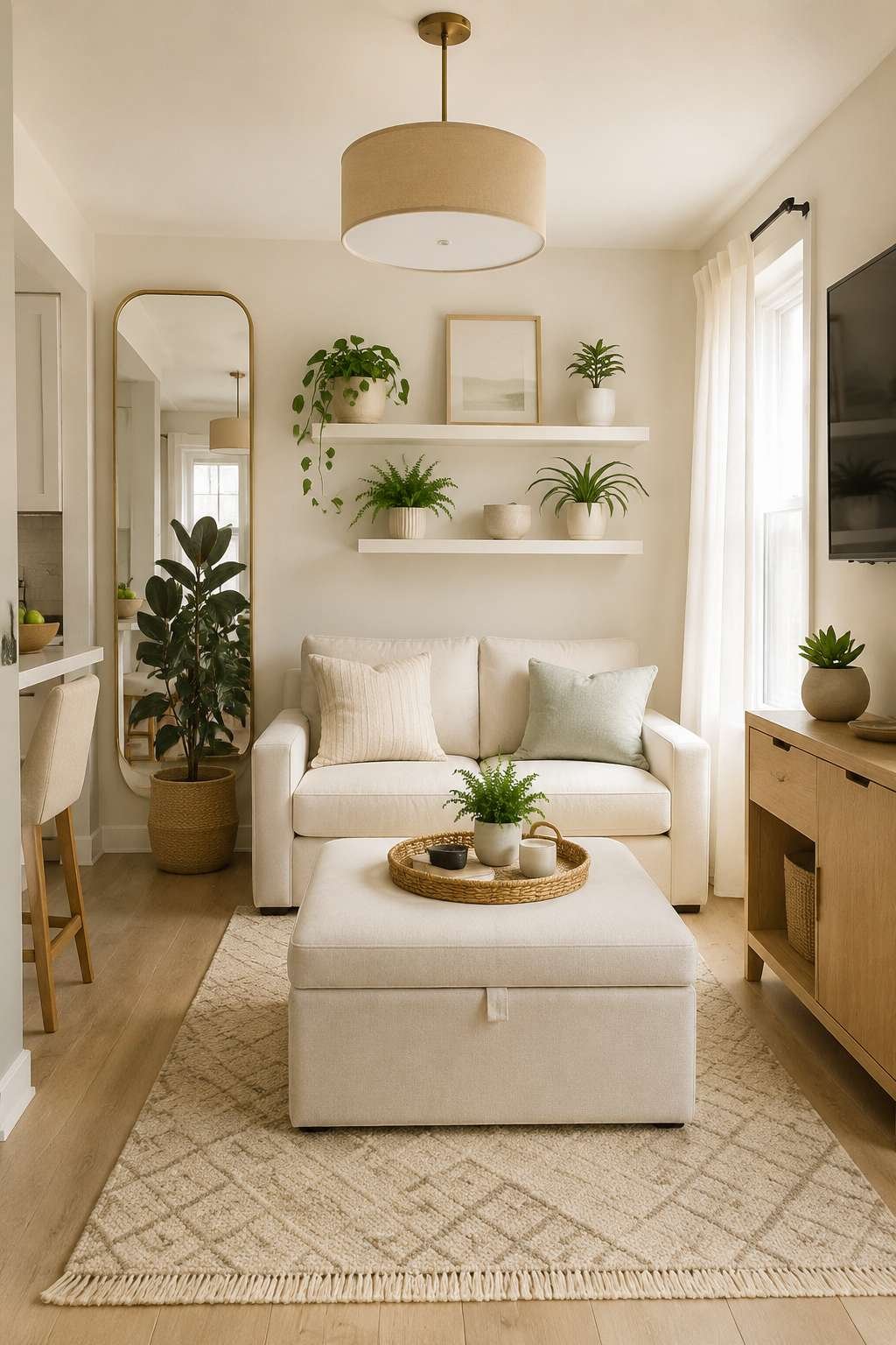 Smart Small-Space Solutions: Cream Apartment Living