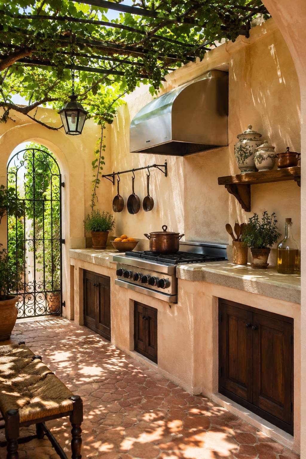 Tropical Paradise: Palapa Roof, Bamboo Cabinetry, and Lava Rock