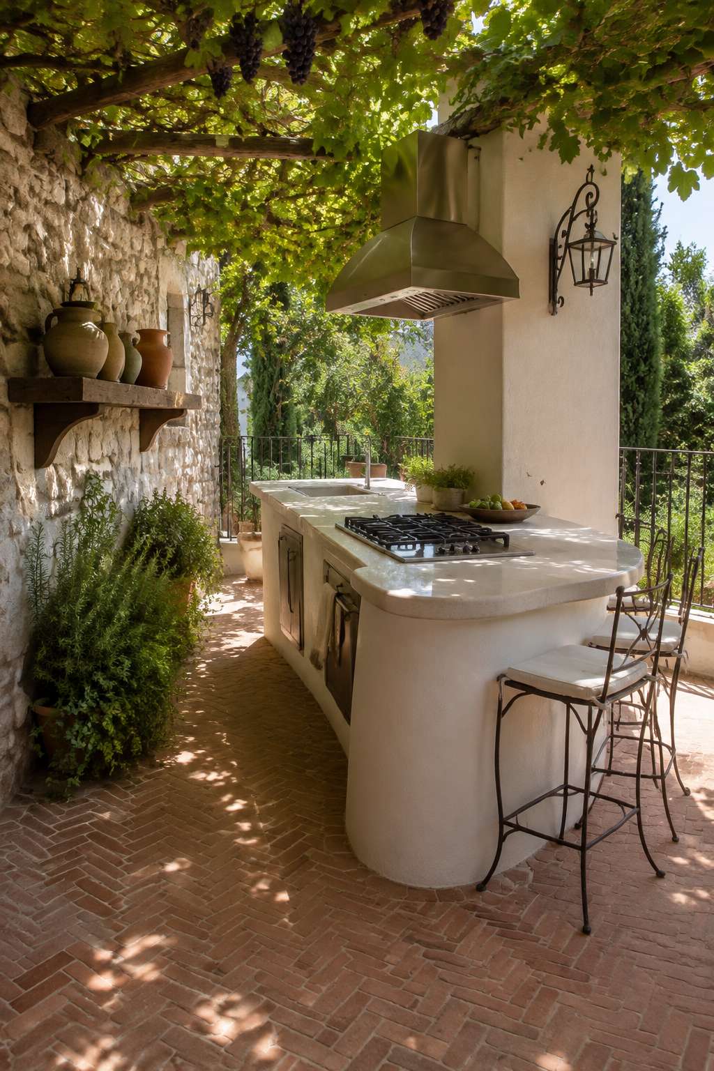 Tropical Paradise: Palapa Roof, Bamboo Cabinetry, and Lava Rock