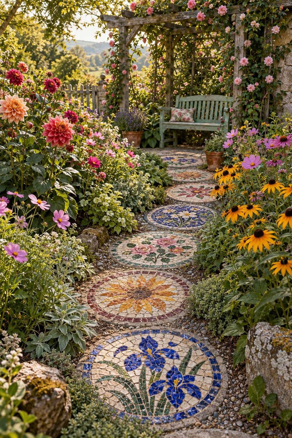 Mosaic Stepping Stone Cottage Path