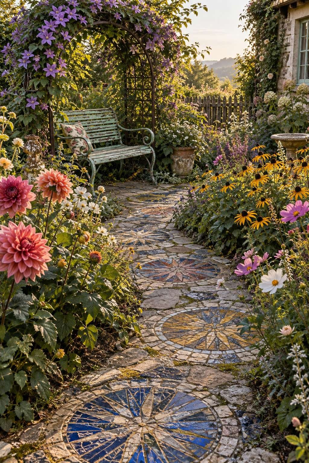 Mosaic Stepping Stone Cottage Path