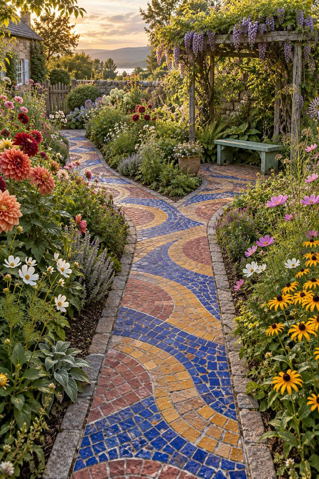 Mosaic Stepping Stone Cottage Path