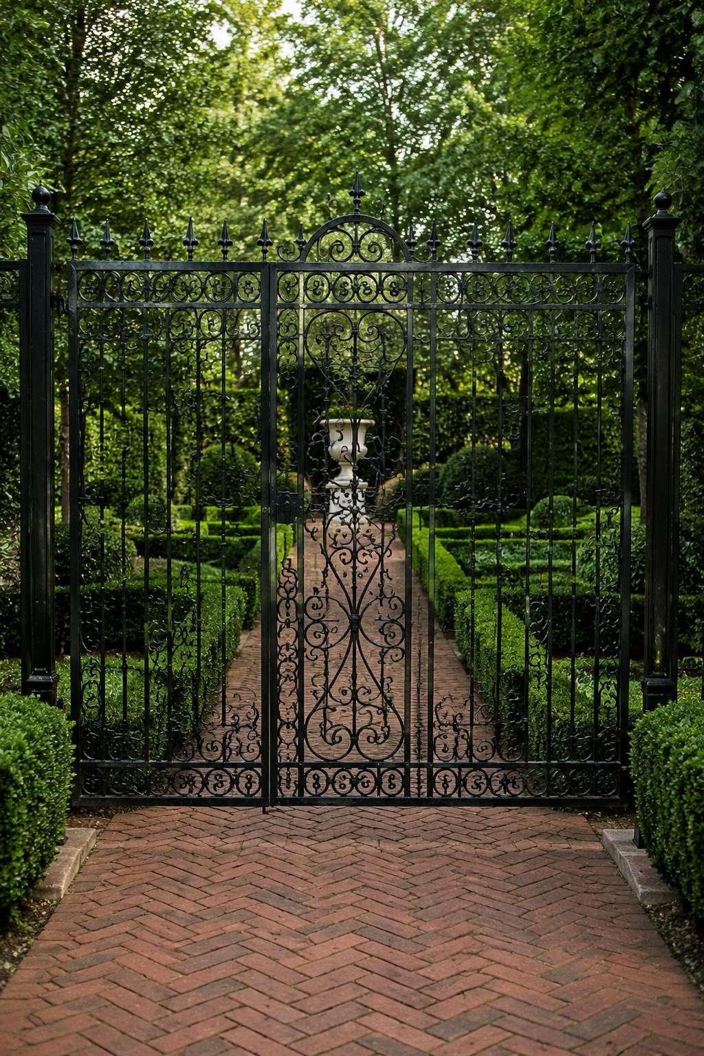 Decorative Wrought Iron Fence with Scrollwork