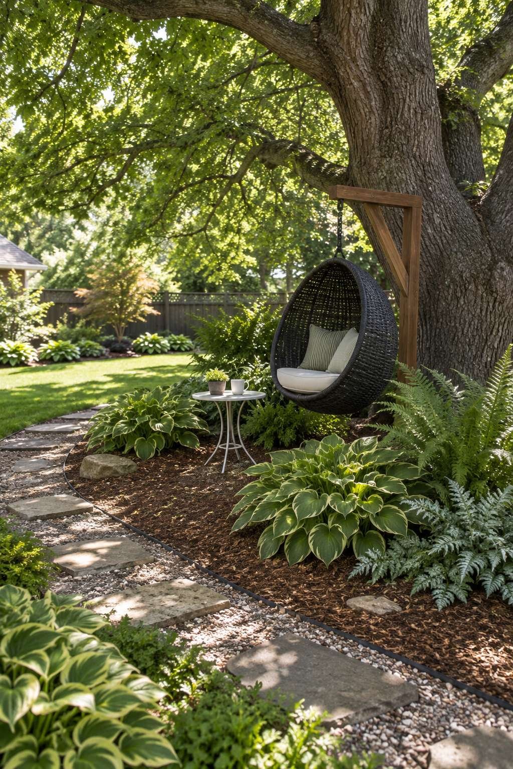 Shaded Reading Nook Beneath a Mature Tree