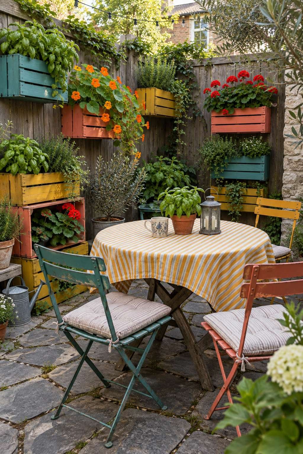 Stacked Crate Herb and Flower Garden