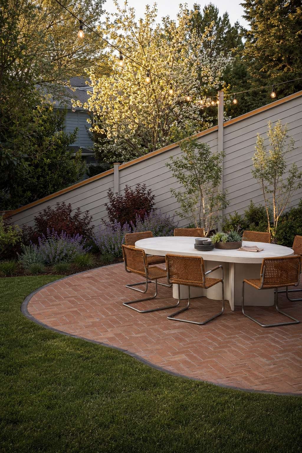 Two-Tone Horizontal Fence with Composite and Wood Cap