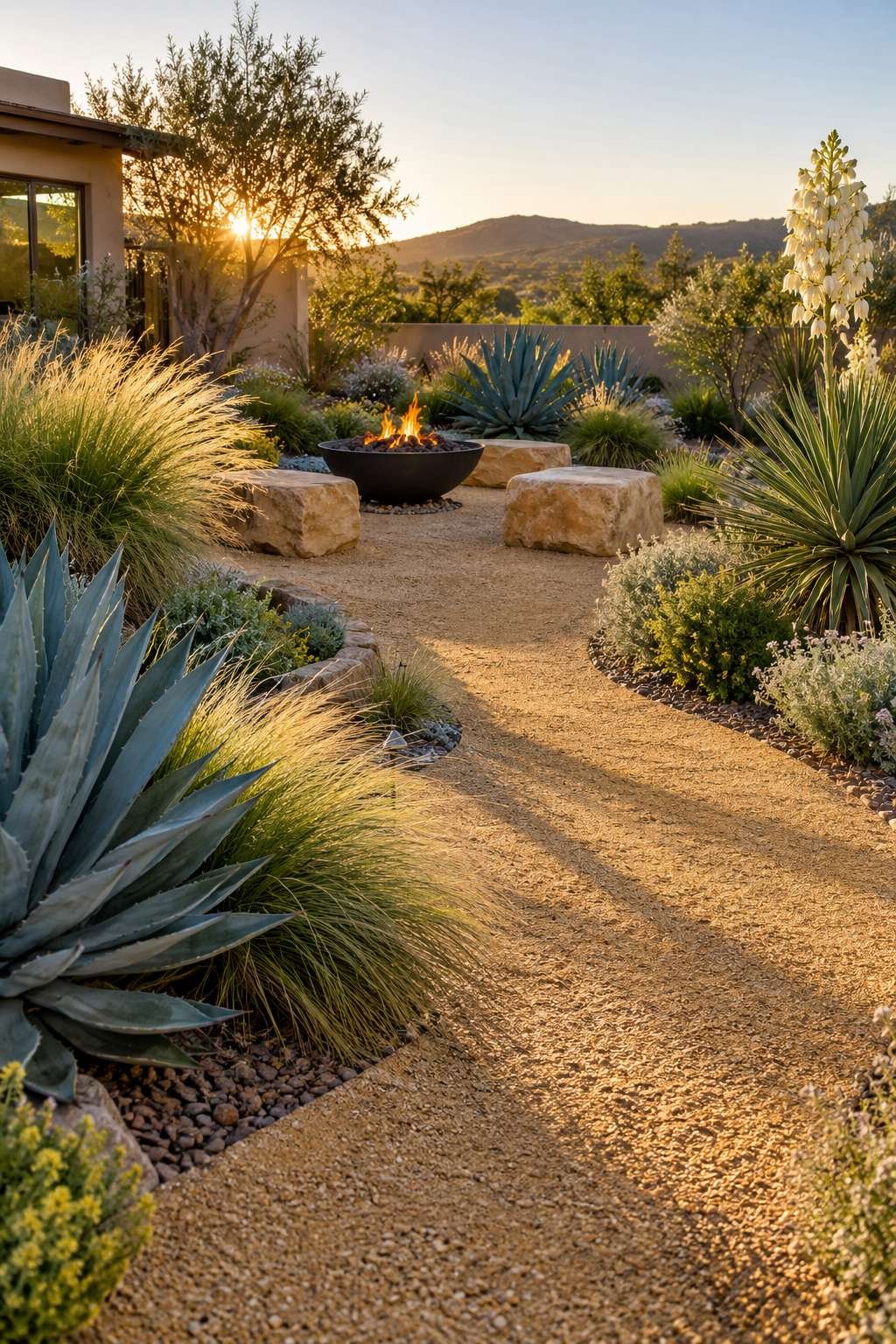Xeriscape Dry Garden with Desert Textures