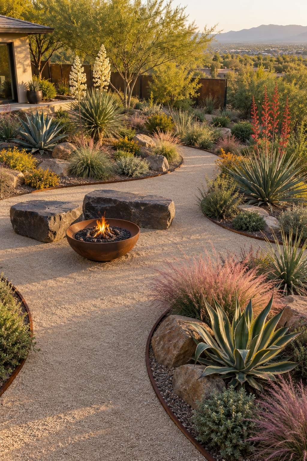 Xeriscape Dry Garden with Desert Textures