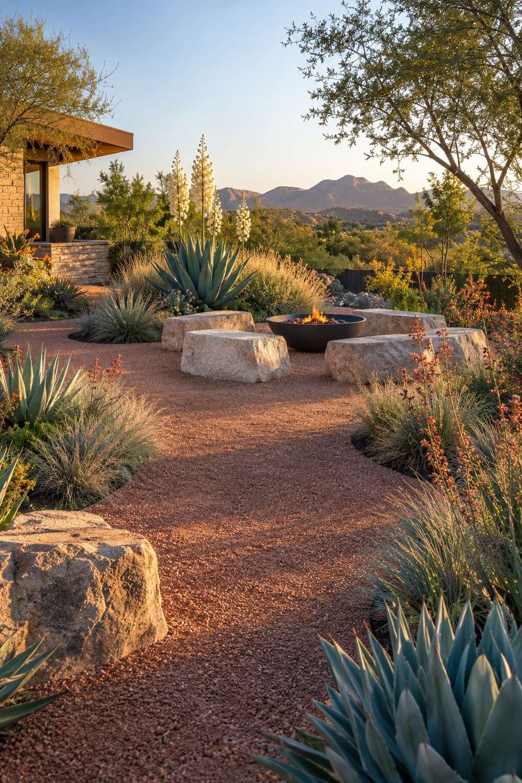 Xeriscape Dry Garden with Desert Textures