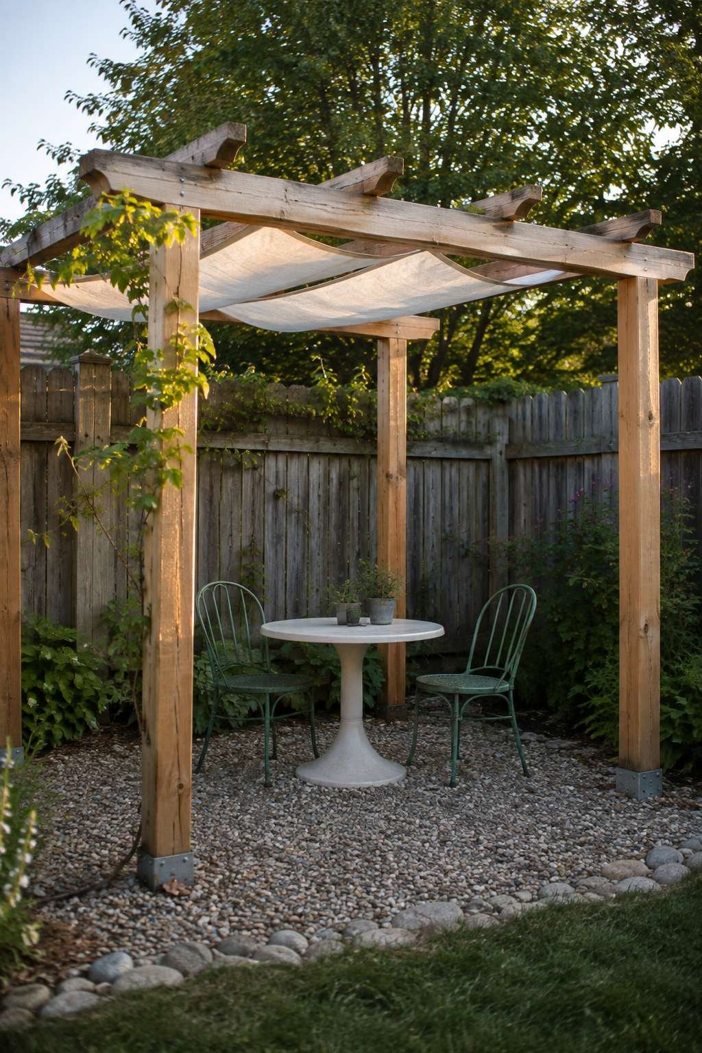 Simple DIY Pergola with Canvas Shade